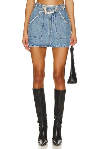 Raya Rhinestone Fringe Jacket in Light Blue Wash | Revolve Clothing (Global)