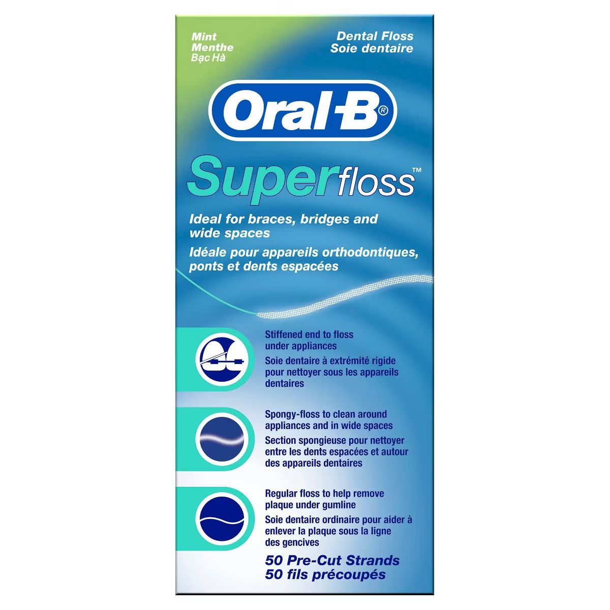 Oral-B Super Floss Pre-Cut Strands Dental Floss, Mint - 50ct | Target