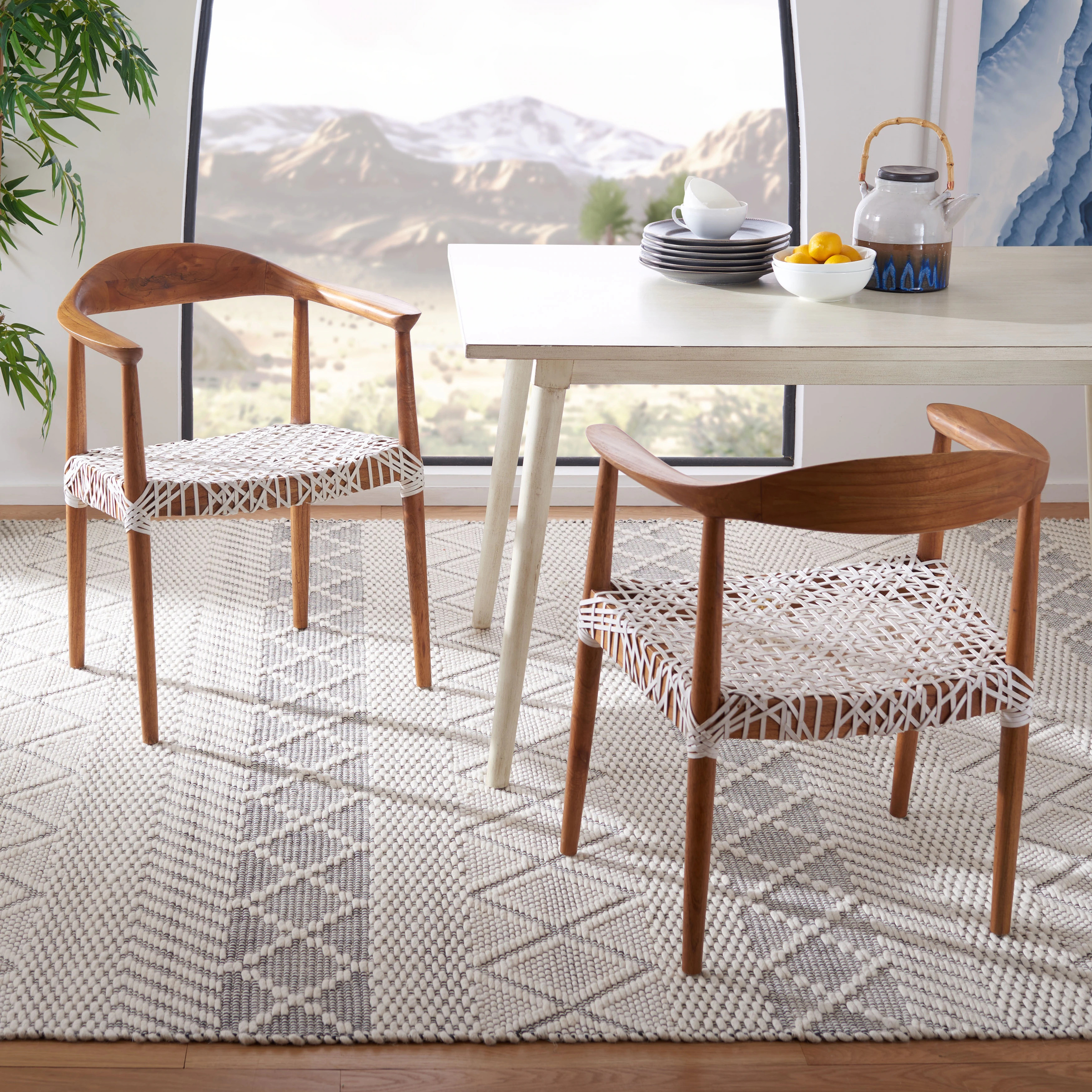 SAFAVIEH Juneau Leather Woven Accent Chair - 25" W x 20.9" L x 30.9" H | Bed Bath & Beyond