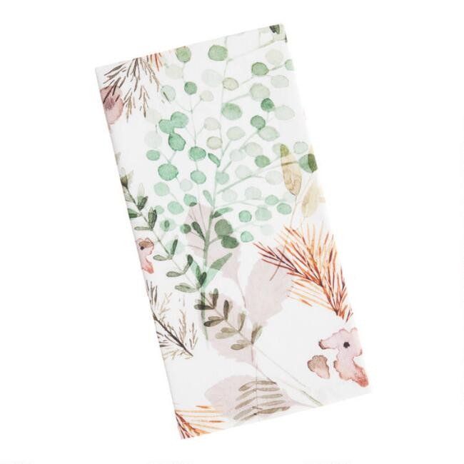 Green and Pink Fern Print Kitchen Towel | World Market