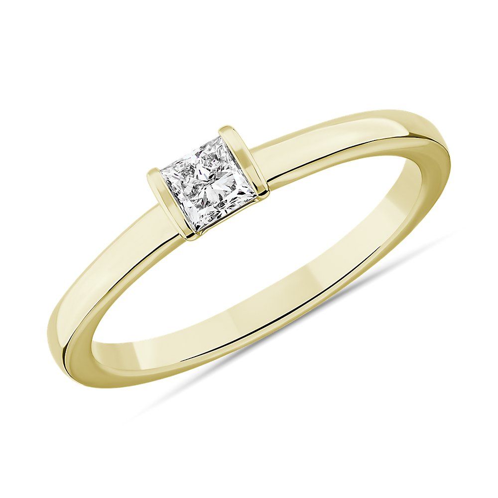 LIGHTBOX Lab-Grown Diamond Princess Stackable Ring in 14k Yellow Gold (1/4 ct. tw.)"" | Blue Nile