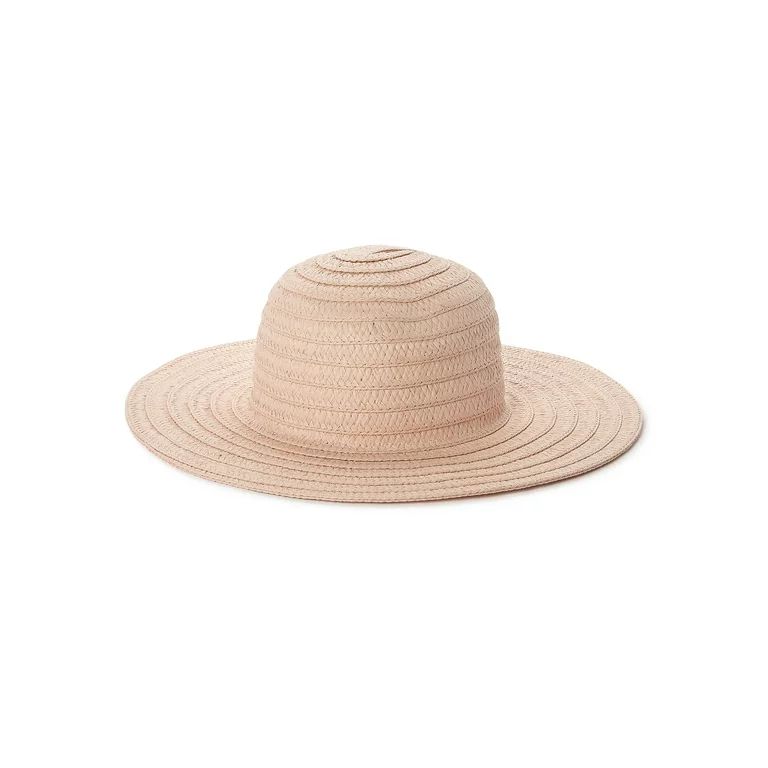 Time and Tru, Ladies Floppy Straw Sun Hats, 2 pack, Pink and White, Adult One Size Fits Most | Walmart (US)