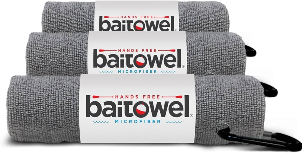Bait Towel 3 Pack Fishing Towels with Clip, Plush Microfiber nap Fabric, 16x16, The Original Bait... | Amazon (US)