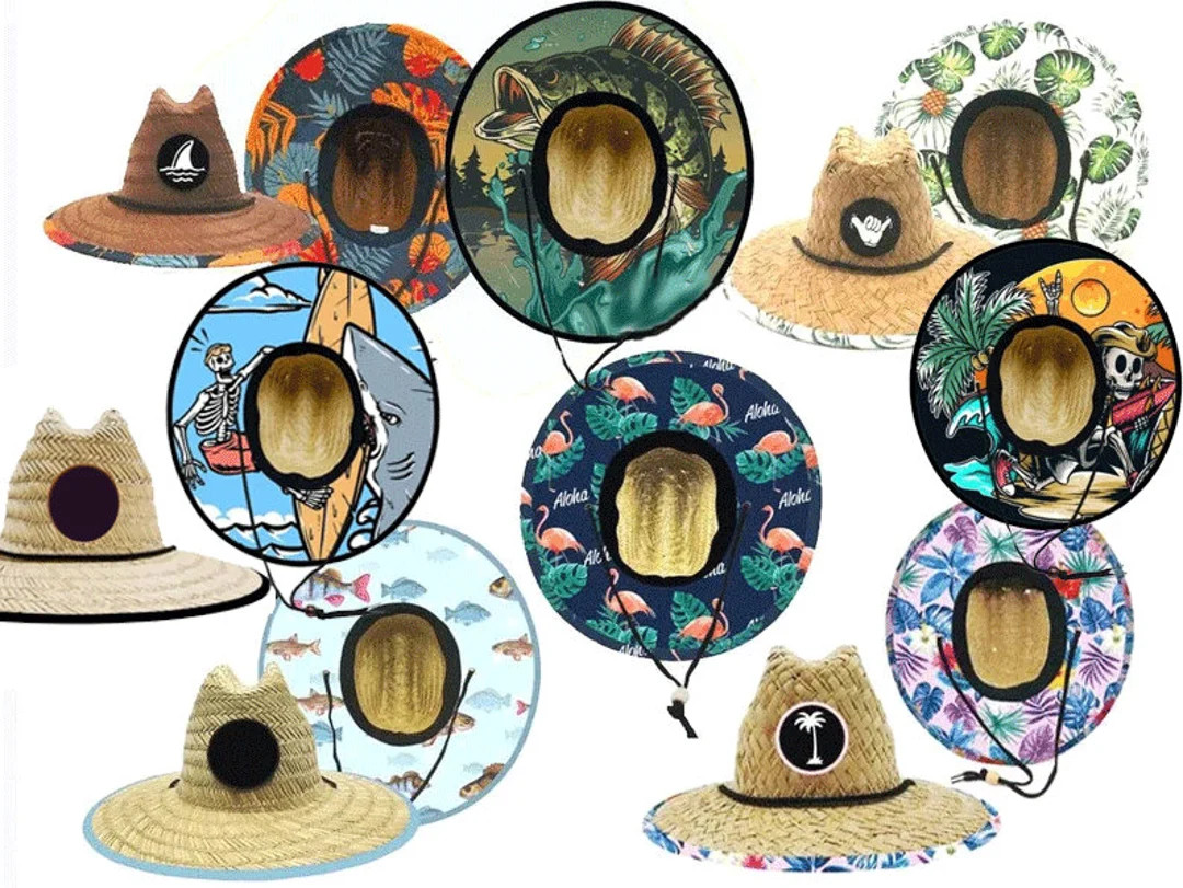 Baby Infant Custom Name Logo Patch Straw Lifeguard Hat Sun Beach Summer Vacation Boys Girls Flora... | Etsy (US)