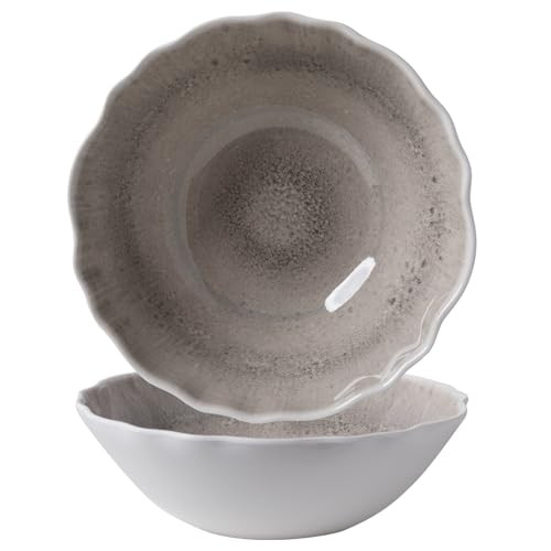 ZAROCRUS Melamine Serving Bowls Set of 2, 12''x4'' Large Salad Bowls, Fruit Bowls, Mixing Bowls, Serving Bowls for Kitchen, Ideal for Prepping and Serving Food, Gray | Amazon (US)