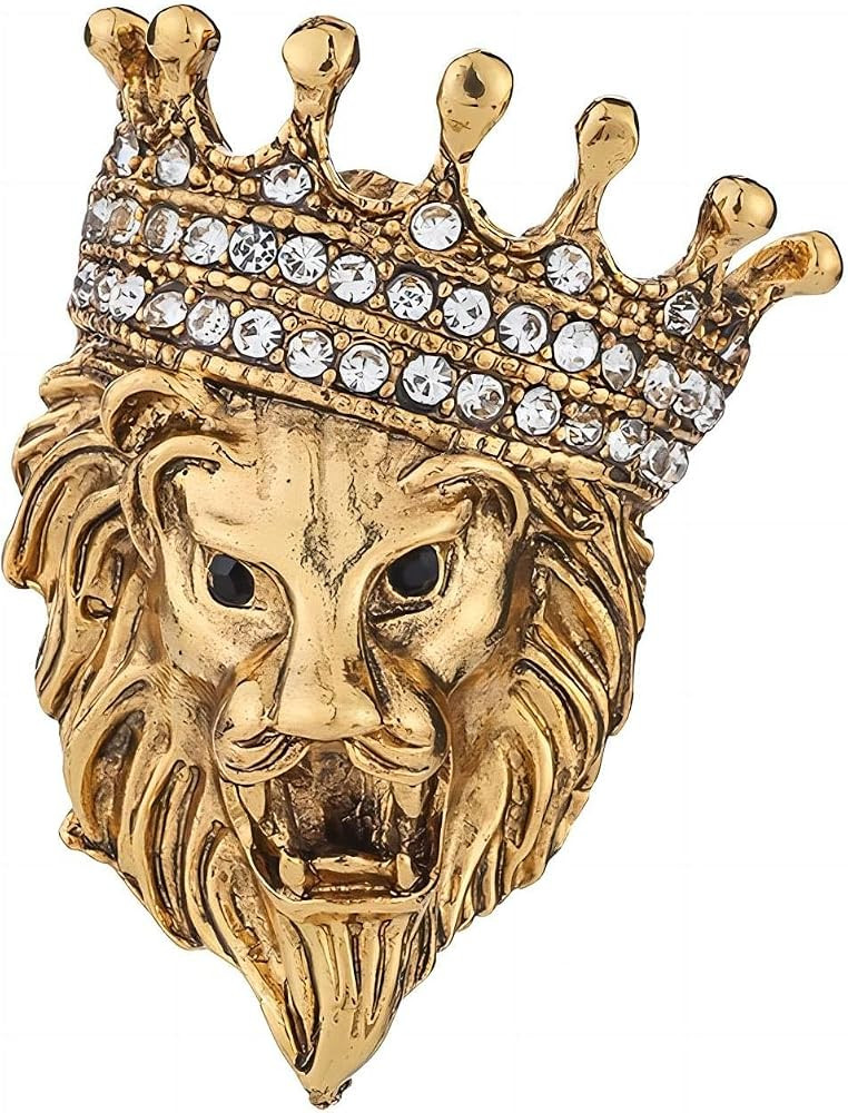 Crown Pel Pin for Men,Vintage Lapel Pin for Men Suits Enamel Backpacks Pins Coat Jacket Lion King... | Amazon (US)