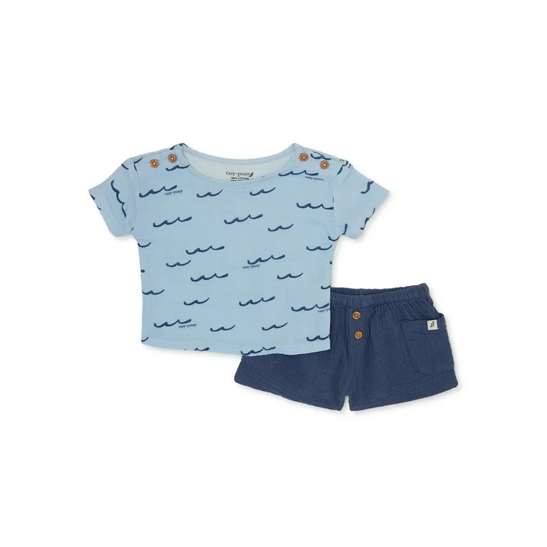 easy-peasy Baby Short Sleeve Tee and Shorts Outfit Set, 2-Piece, Sizes 0M-24M | Walmart (US)