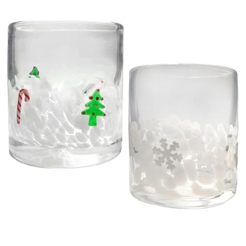 2 Pcs Christmas Icon Juice Cups 16 oz Cute Icon Juice Glasses Double Old Fashioned Hand Blown Drinking Cups for Xmas Party Drinkware. | Amazon (US)