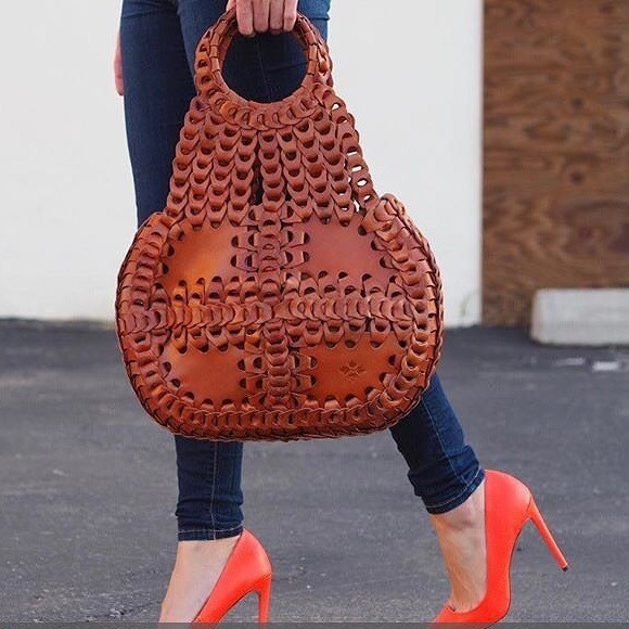 Patricia Nash Brown Flapover Pisticci Chainlink Leather Shoulder Hand Bag Purse | Poshmark