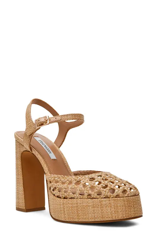 Steve Madden Lexie Ankle Strap Platform Pump in Natural at Nordstrom, Size 7 | Nordstrom