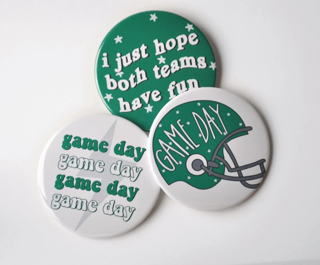 Green Game Day Tailgate Buttons | Game Day Pins | College Football | Tailgate Buttons | Football ... | Etsy (US)