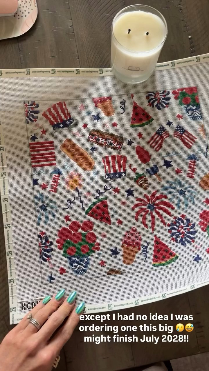 This canvas is from KC Needlepoint. It's big! I may finish it by next year. 

Needlepoint is a great hobby. It helps me to relax and un-wind.

#LTKdayinmylife #LTKselfcare #LTKstorytime