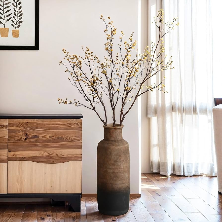 LuxenHome Ceramic Floor Vase,18.7 Inch Brown Ombre Terracotta Rustic Pottery Large Vase for Livin... | Amazon (US)
