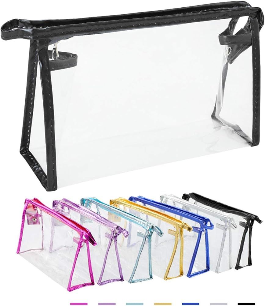 7 Packs Transparent Waterproof Cosmetic Bag With Zipper, QKURT Portable PVC Clear Cosmetic Makeup... | Amazon (US)