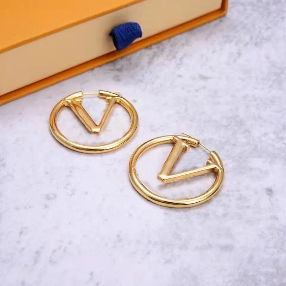Luxury Big Gold Hoop Earrings For Lady Women Orrous Girls Ear Studs Set Designer Jewelry Earring ... | DHGate