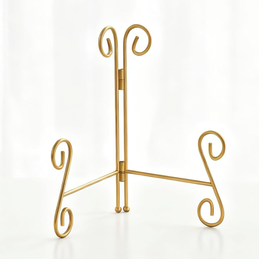 Gold Plate Stand, 6 Inch Decorative Holder for Displaying Platters, Heavy-Duty Metal Easel Stand ... | Amazon (US)