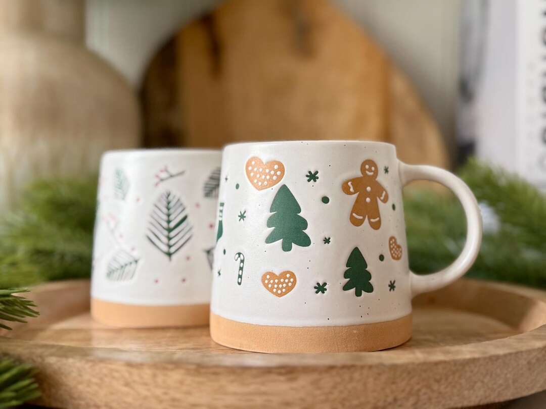 Gingerbread Man Tapered Stoneware Mug, Scandi Christmas Mug, 2 Designs Available - Etsy | Etsy (US)