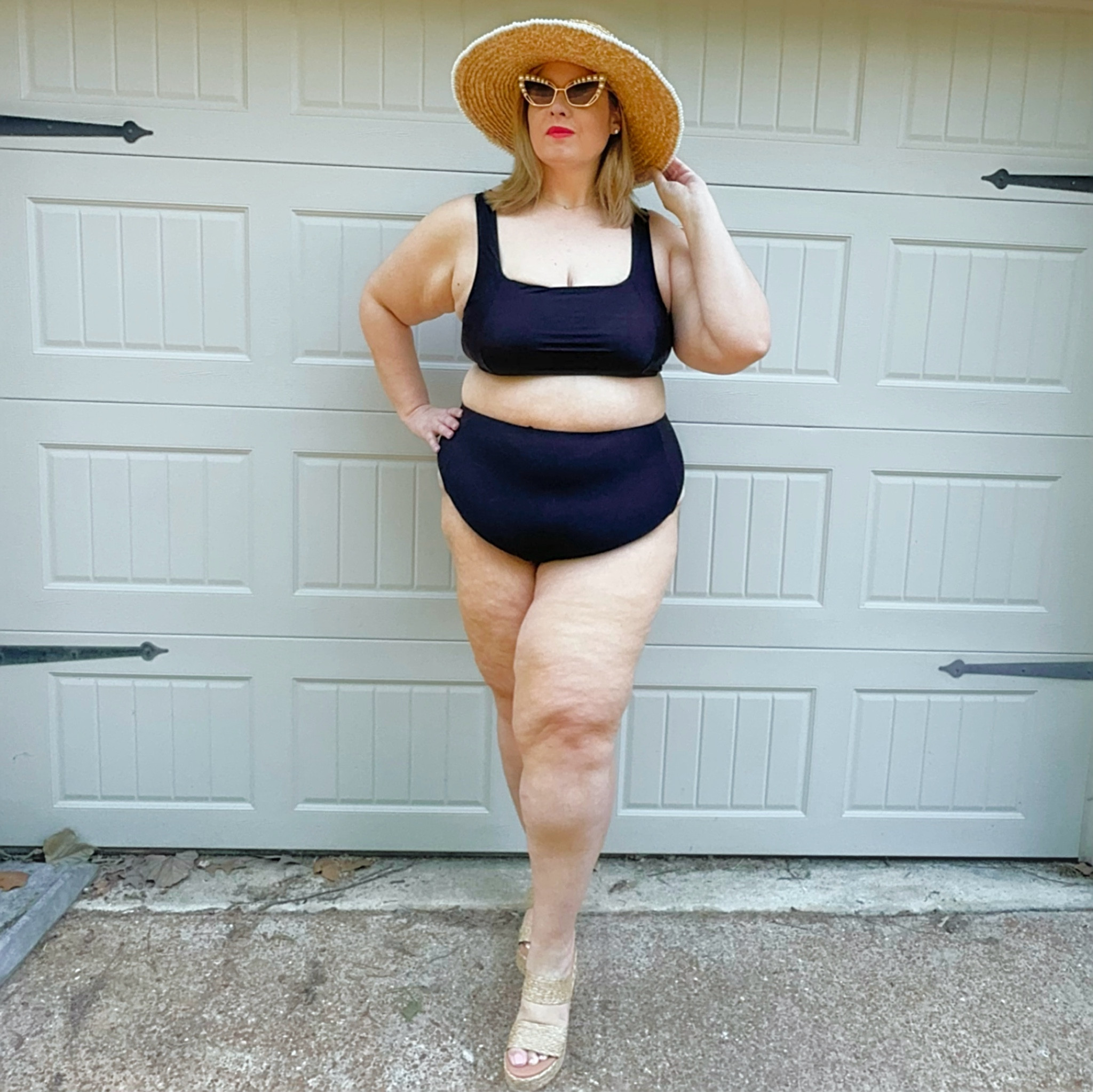 Beach ready just in time for summer 🖤 I am SOOOO happy to have found a swimsuit top that offers support, no one wants to worry about popping out while splashing around. The bottoms offer a support layer as well. This swimsuit is a bit of an investment but the quality is worth it and you can save 10% with code INFS-AMBMANDY 

#LTKSeasonal #LTKPlusSize #LTKSwim