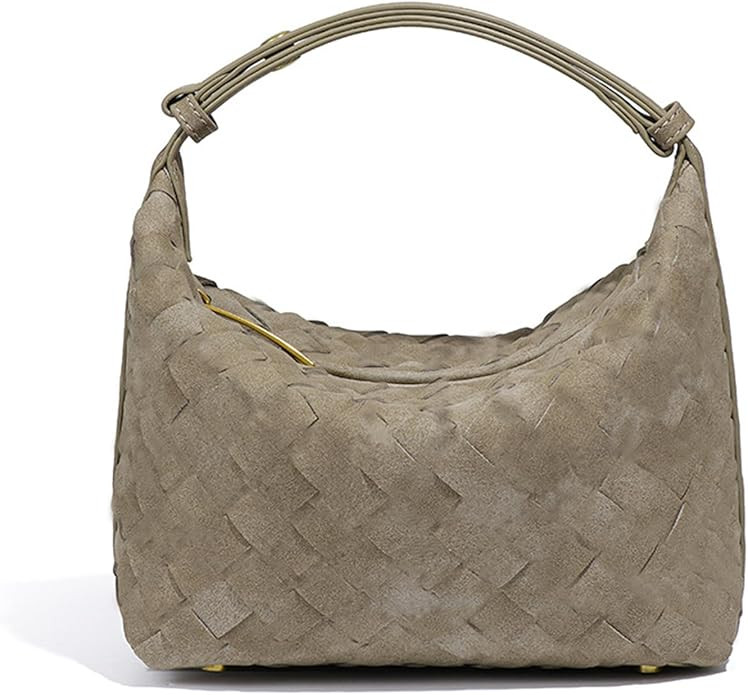 Luxurious Suede Hobo Bag - Women's Woven Leather Shoulder Bag with Spacious Interior | Amazon (US)