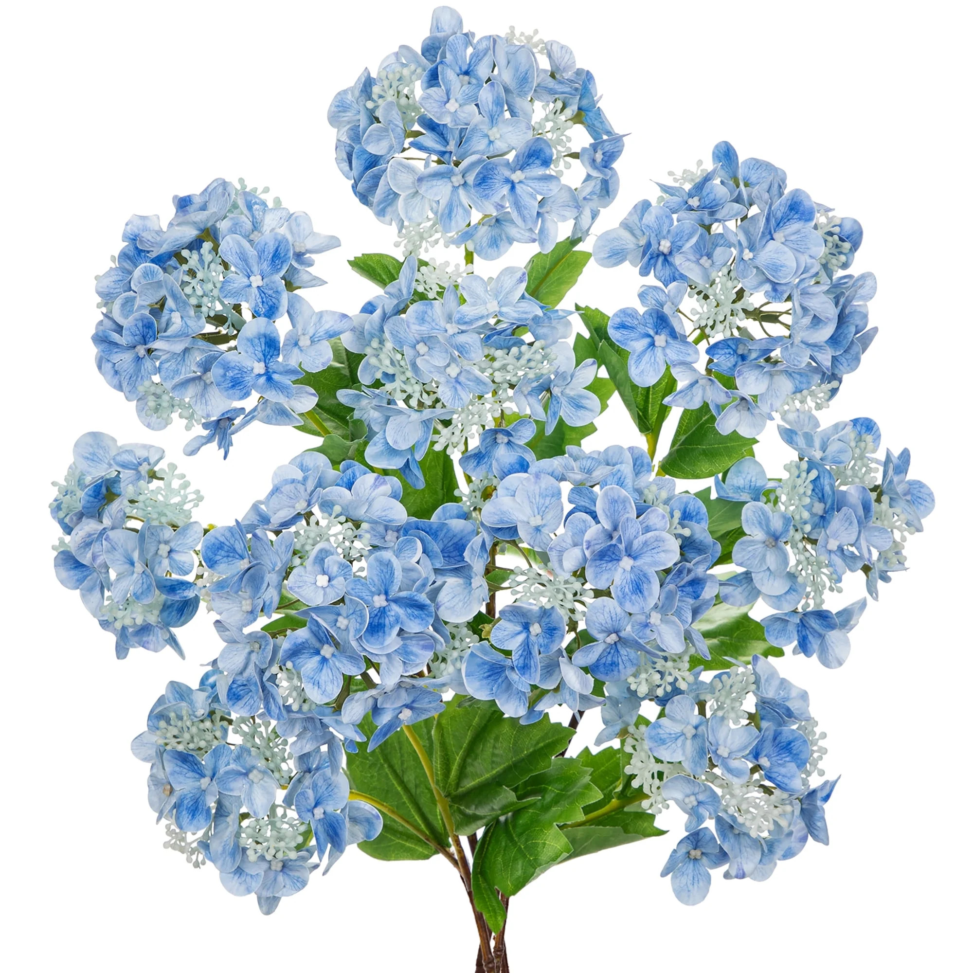 5 pcs Hydrangea Artificial Flowers 19"Real Touch 2 Flower Heads Faux Hydrangeas Realistic Silk Bl... | Walmart (US)