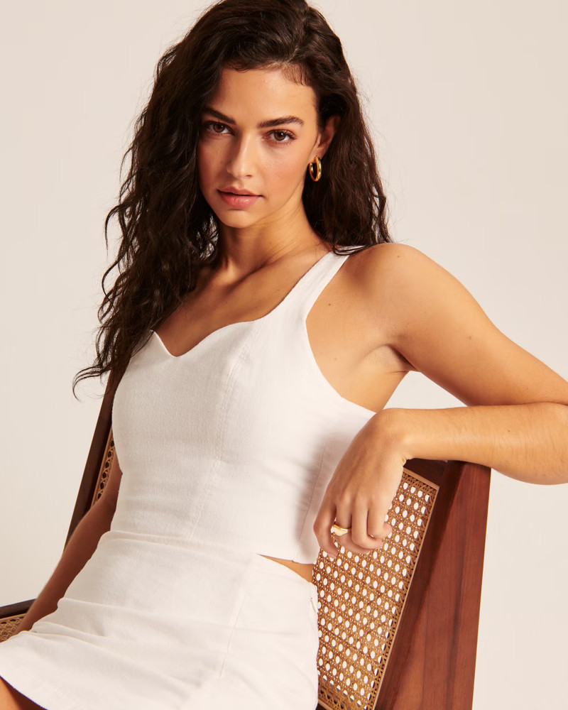Women's Linen-Blend Notch-Neck Set Top | Women's Tops | Abercrombie.com | Abercrombie & Fitch (US)