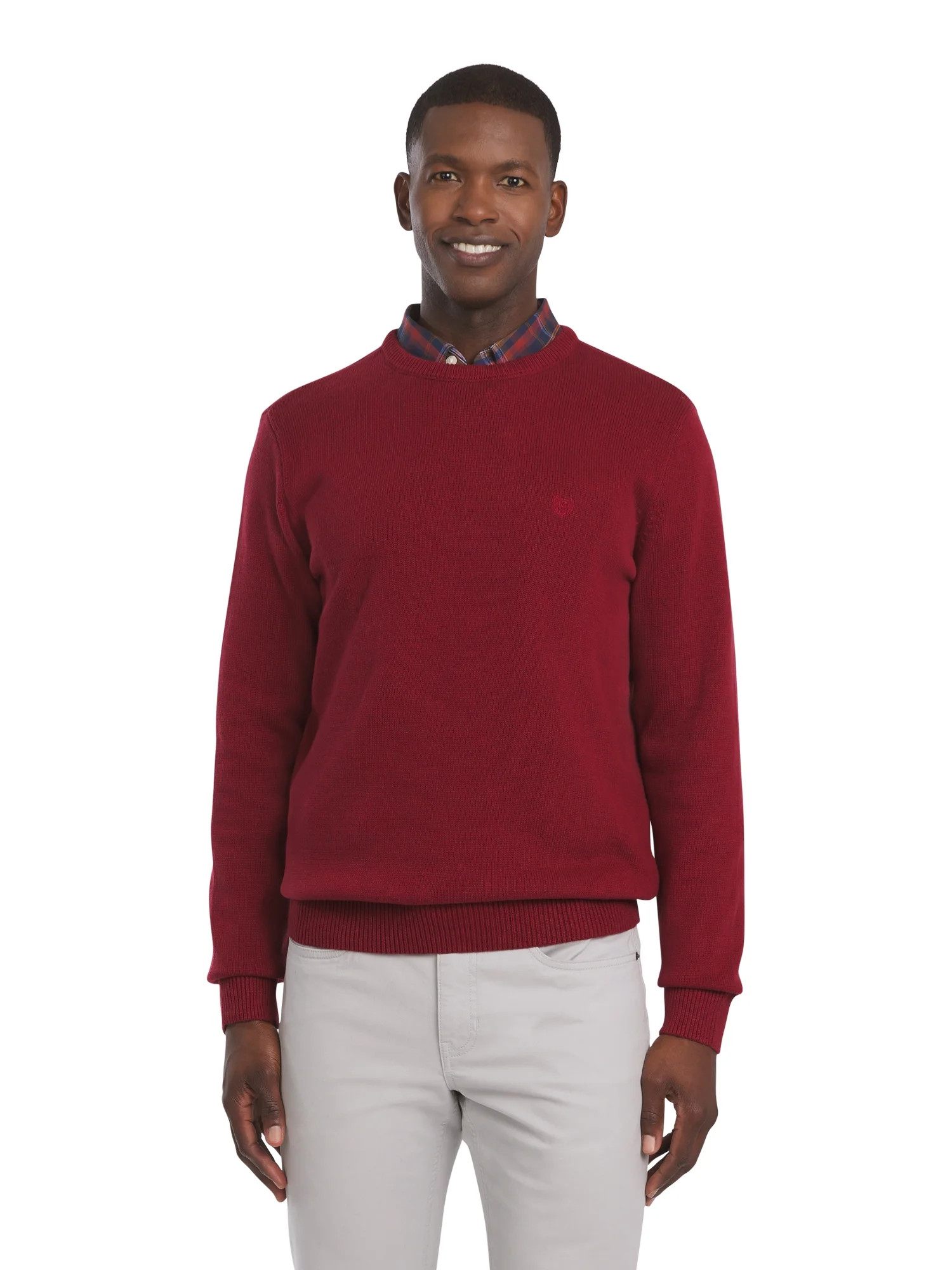 Chaps Men's & Big Men's Solid Cotton Crewneck Sweater, Sizes S-2XL | Walmart (US)