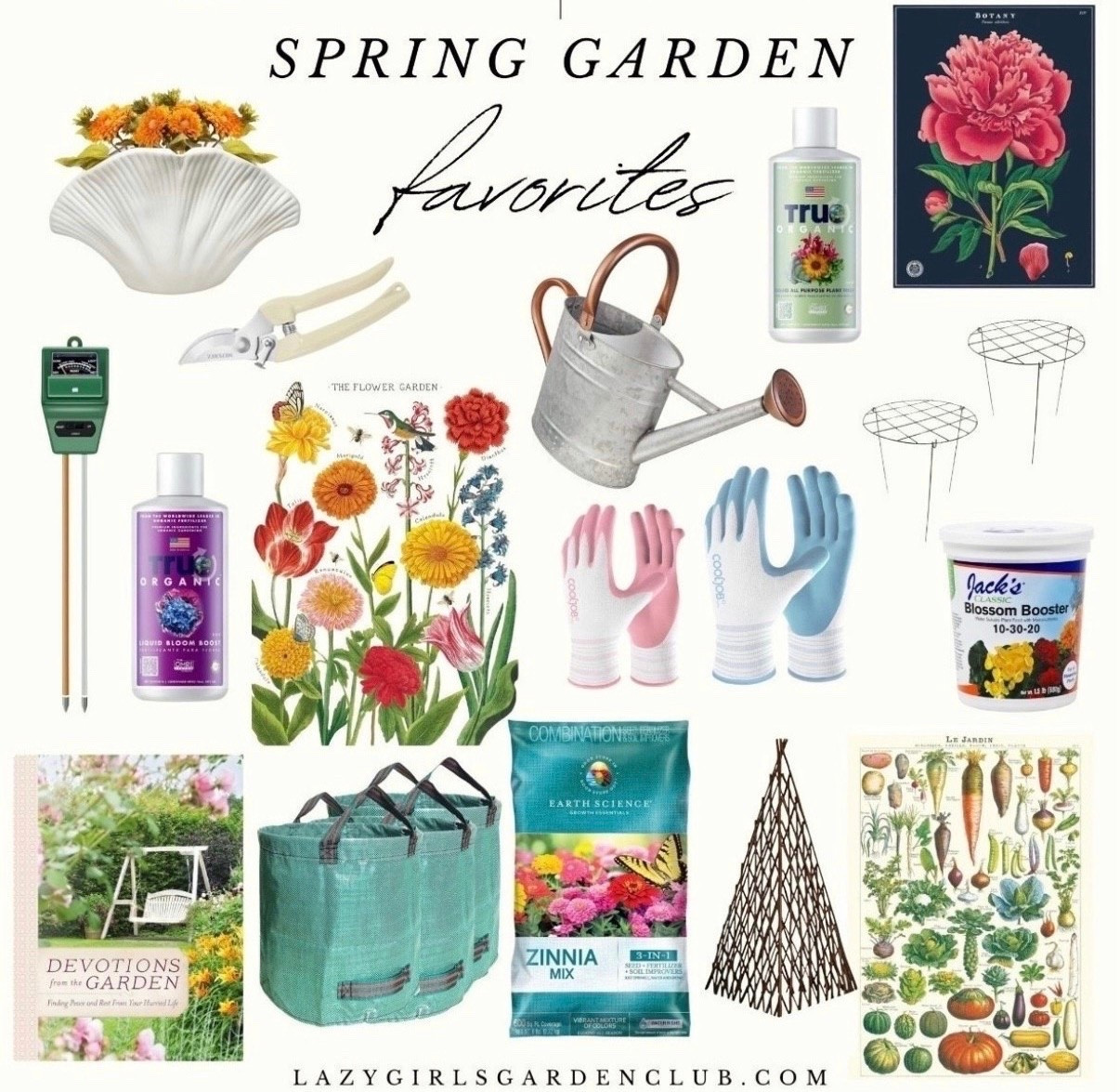 My updated spring gardening favorites list! 🌸


Gardening favorites, lazy gardening, soil ph monitor, gardening can, garden art posters, zinnia seed mix, reusable yard cleanup bags, seashell vase, garden shears, peony cages, gardening gloves, bloom booster fertilizer

#LTKSeasonal #LTKFindsUnder100 #LTKSaleAlert