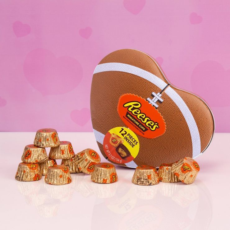 Reese's Valentine's Football Heart Tin with Reese's Miniatures - 3.7oz | Target