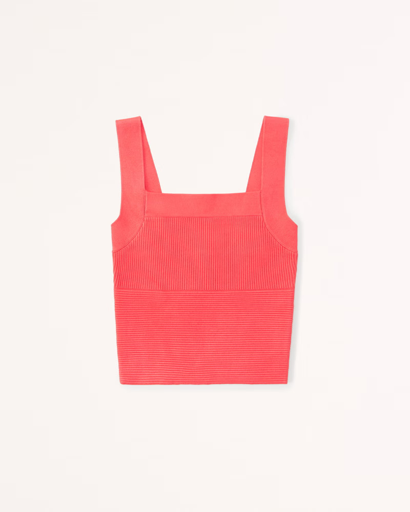 Abercrombie & Fitch Women's Ottoman Rib Mix Squareneck Tank in Coral - Size S | Abercrombie & Fitch (US)