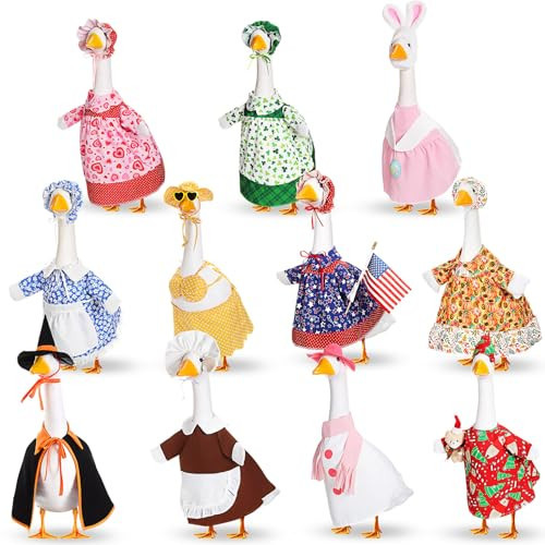 Silicherry 11 Set Holiday Porch Goose Outfits All Seasons Goose Clothes Umbrella Easter Statue Costume for Patio Lawn Outdoor(23",Girl Style) | Amazon (US)