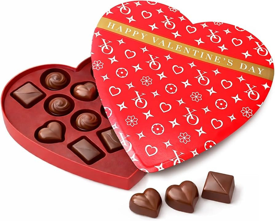 Valentine’s Day Milk Chocolate Heart Gift Box – Assorted Premium Chocolates, Elegant Heart-Sh... | Amazon (US)