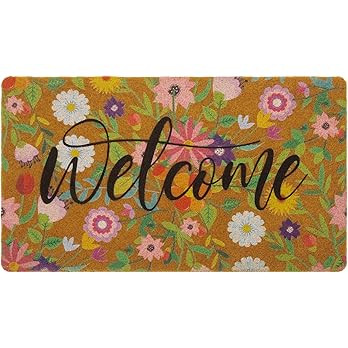 Floral Welcome Mats Flower Coir Door Mat Colorful Spring Door Mat Indoor Entrance Cute Decorative... | Amazon (US)