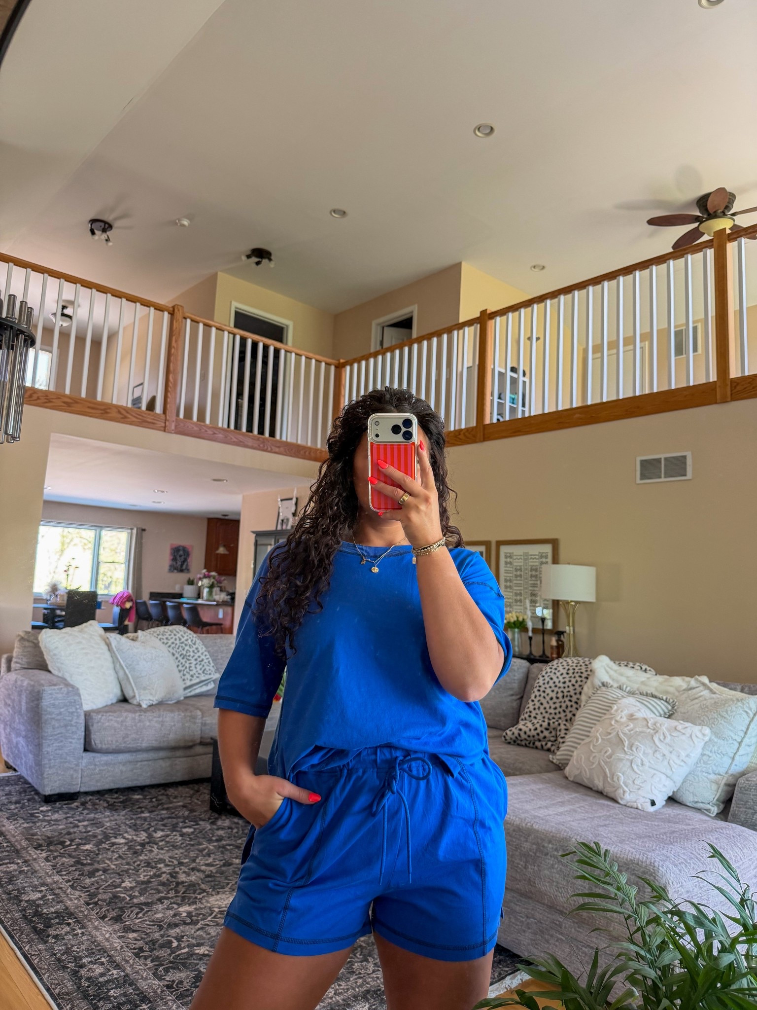 I am wearing a size large in this Amazon set! I would say the blue is definitely brighter in person, than it shows online  

#LTKSeasonal #LTKSaleAlert #LTKMidsize