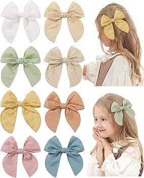 doboi 8PCS Baby Girls Hair Clips Fable Hair Bows Cotton Linen Bows for Girls Hair Accessories for... | Amazon (US)