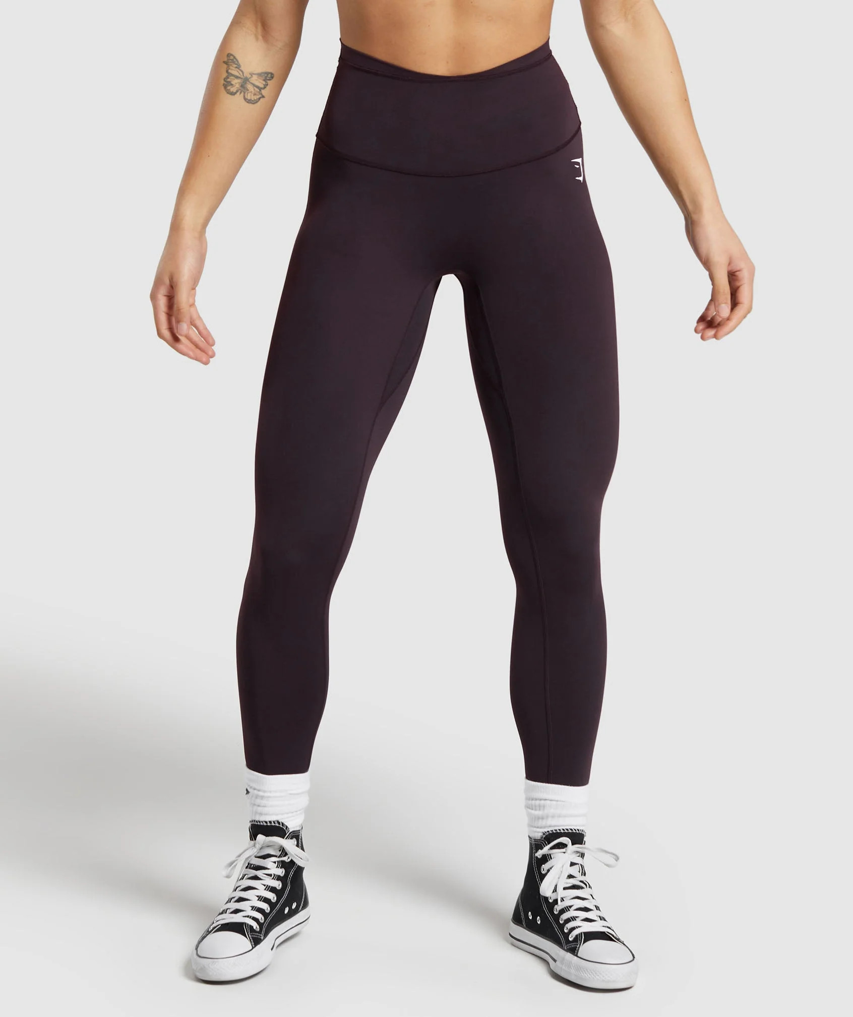 Gymshark Mesh Waistband Leggings - Plum Brown | Gymshark US