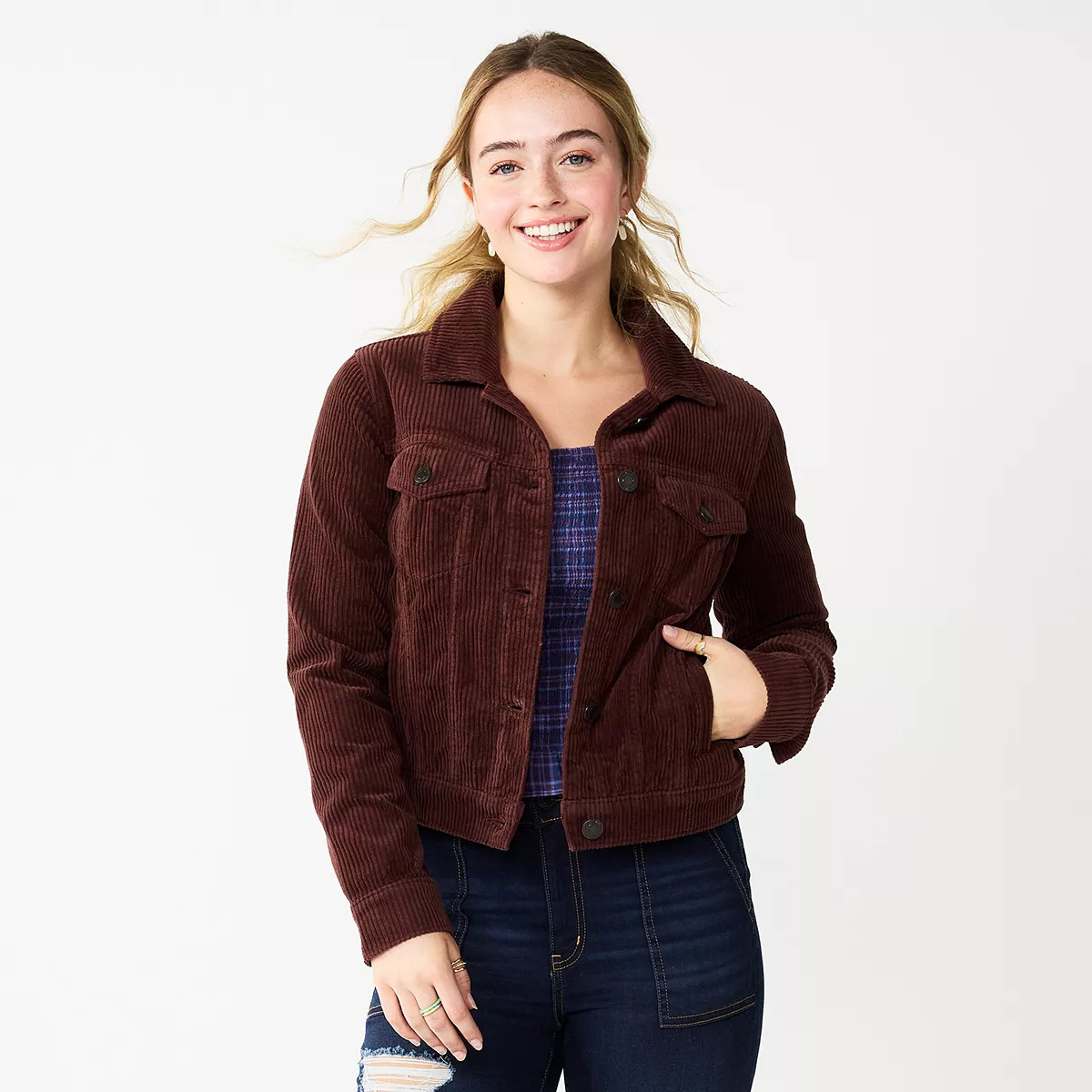 Juniors' SO® Cropped Cozy Corduroy Jacket | Kohl's