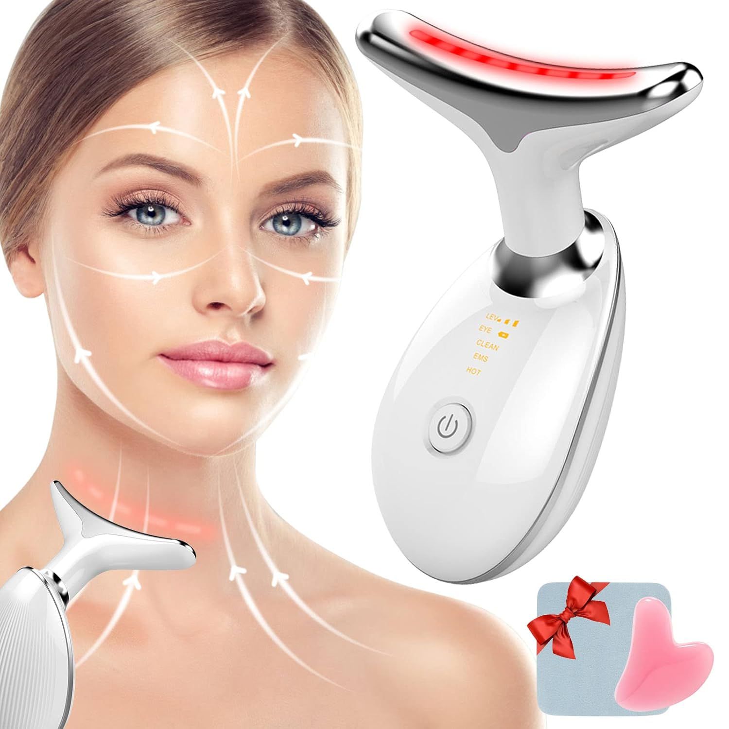 Red Light Therapy for Face, 4-in-1 Microcurrent Facial Device Face Massager with Gua Sha Facial M... | Amazon (US)