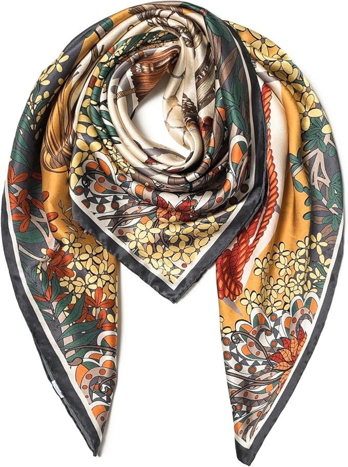 100% Mulberry Silk Scarf 43" Large Square Scarf Large Shawl - Women's Silk Oversized Headband - W... | Amazon (US)