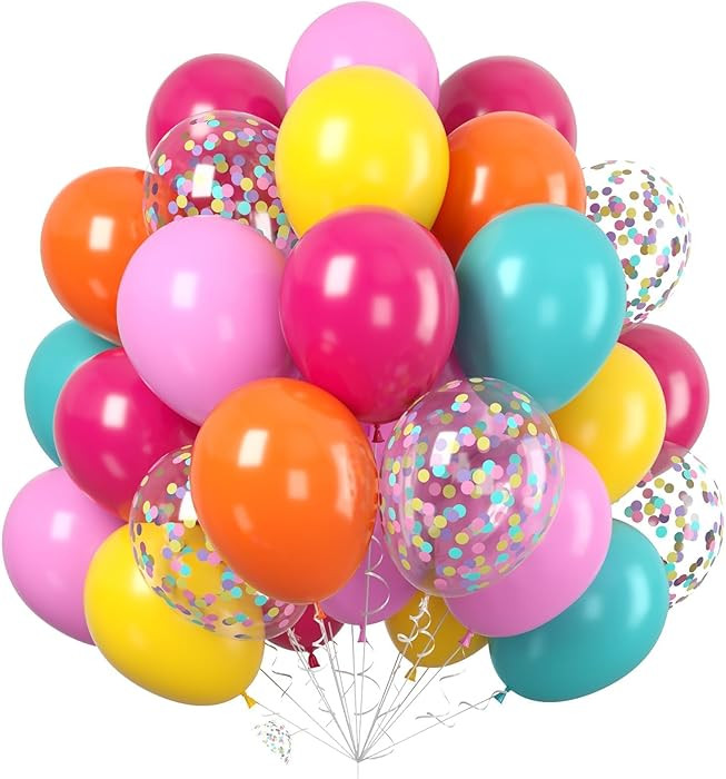 60PC Rainbow Balloons Set, Colorful Balloons, 12 Inch Bright Color Yellow Orange Hot Pink Teal Bl... | Amazon (US)