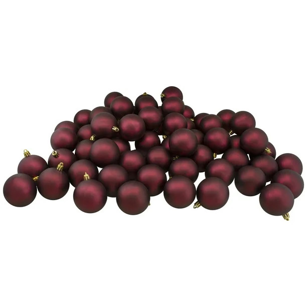 Northlight 32ct Shatterproof Matte Christmas Ball Ornament Set 3.25" - Burgundy - Walmart.com | Walmart (US)
