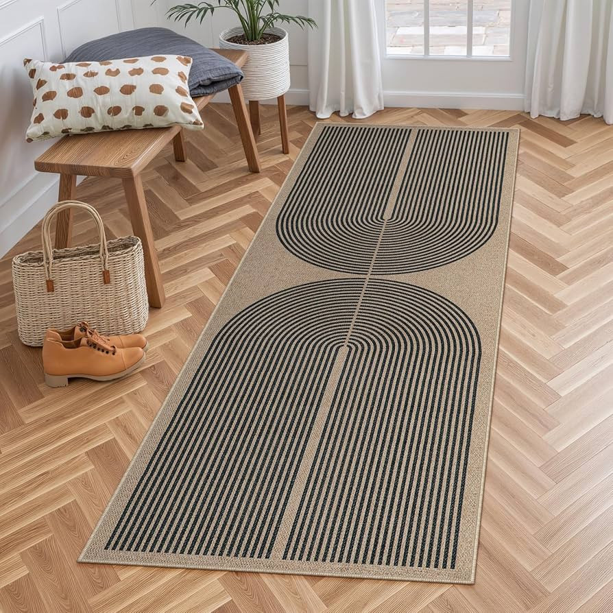 Lahome Modern Rainbow Easy Jute Outdoor Runner Rug, 2x6 Runners for Hallways Washable Laundry Roo... | Amazon (US)