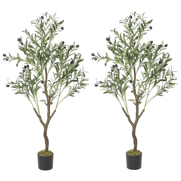 Artificial Olive Tree 4ft Tall Fake Potted Olive Silk Tree Large Faux Olive Branches and Fruits A... | Walmart (US)