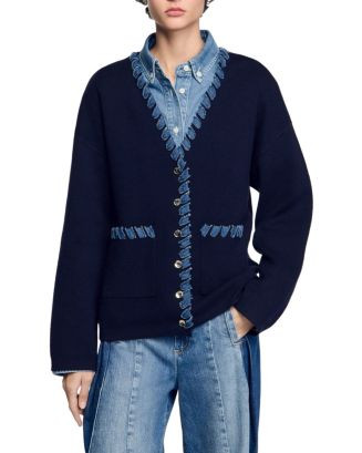 Sandro Denim Trim Cardigan   | Bloomingdale's Sandro Women's Clothing | Bloomingdale's (US)