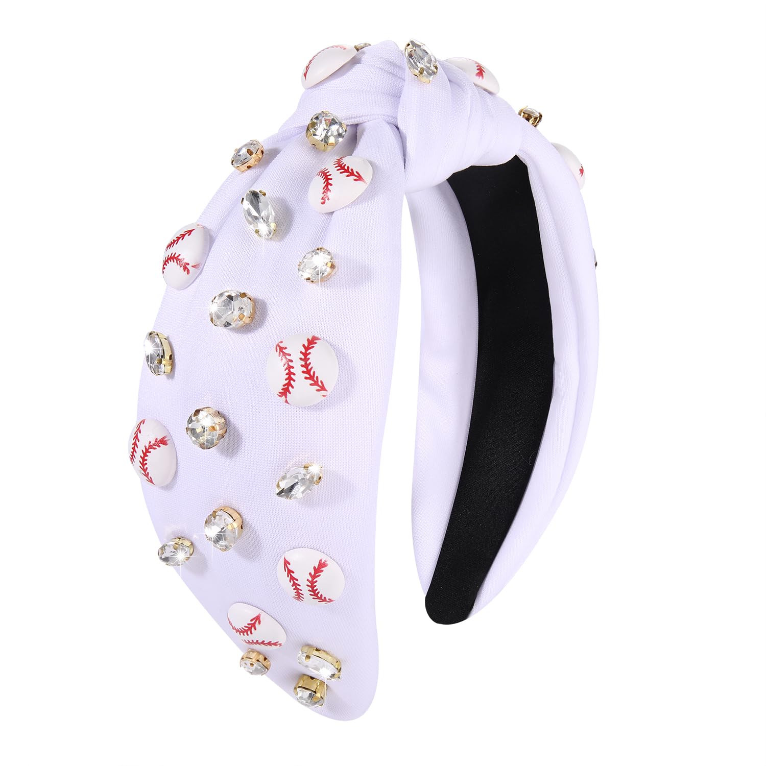 boderier Baseball Headband Hair Accessories Crystal Baseball Embellished Wide Knotted Headband fo... | Amazon (US)