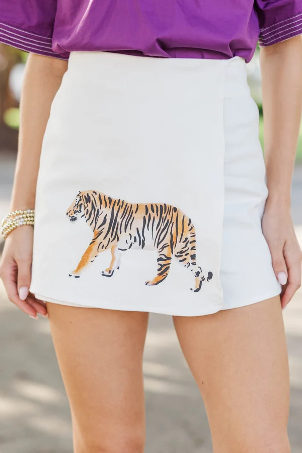 The Right Move White Tiger Wrap Skort | The Mint Julep Boutique