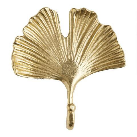 Gold Metal Gingko Leaf Wall Hook | World Market