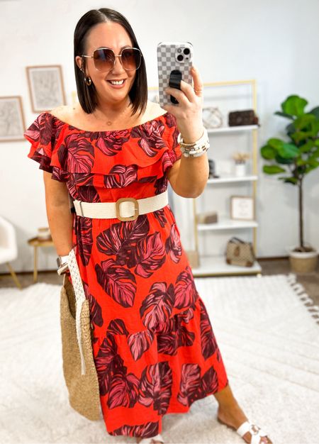 I found the prettiest maxi dress at Walmart!  Only $26 and can be worn on or off the shoulders!  Fits tts. Size large in mine. Love this one styled for vacation!  

#LTKmidsize #LTKfindsunder50 #LTKSeasonal
