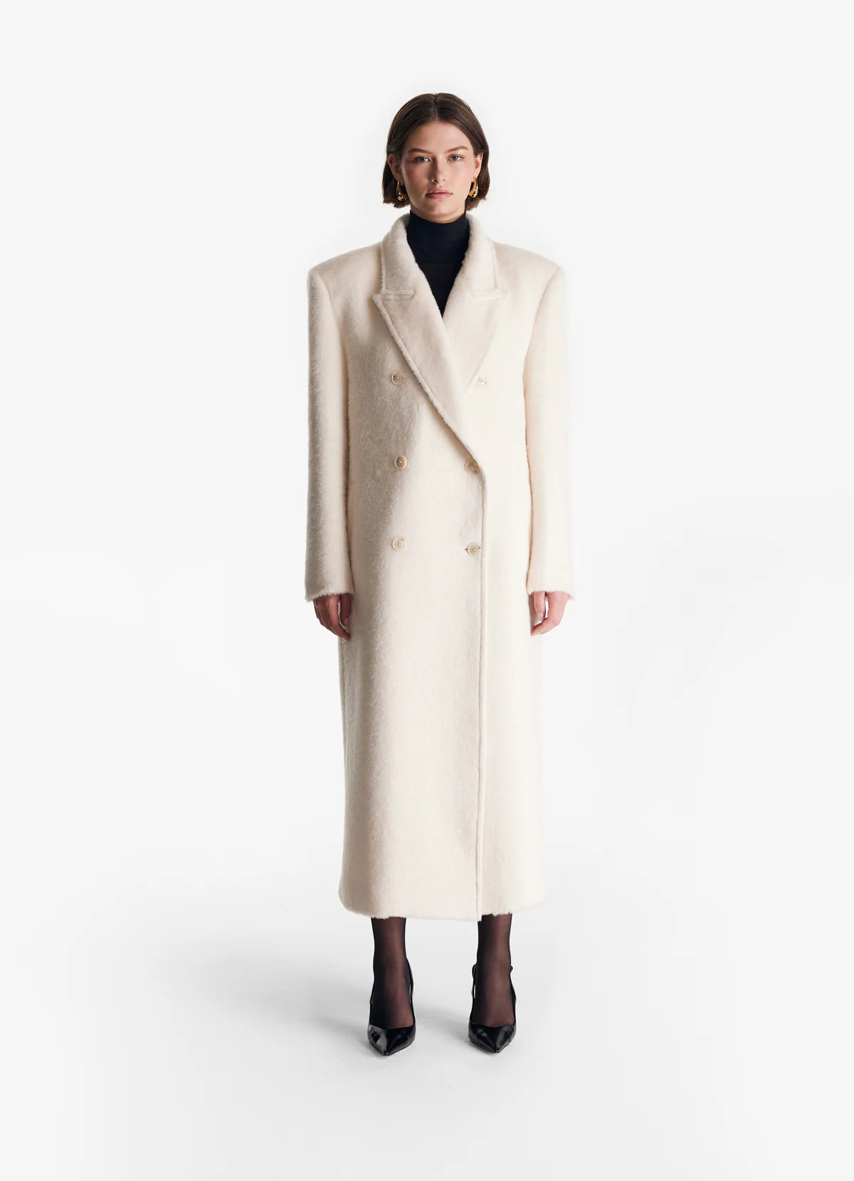 Cream Brushed Wool Trench Coat | DE SAVARY LONDON
