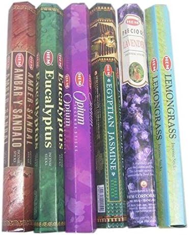 HEM assorted best sellers incense sticks pack of 6 - 120 Sticks, Fragrance - Lemongrass, Lavender... | Amazon (US)