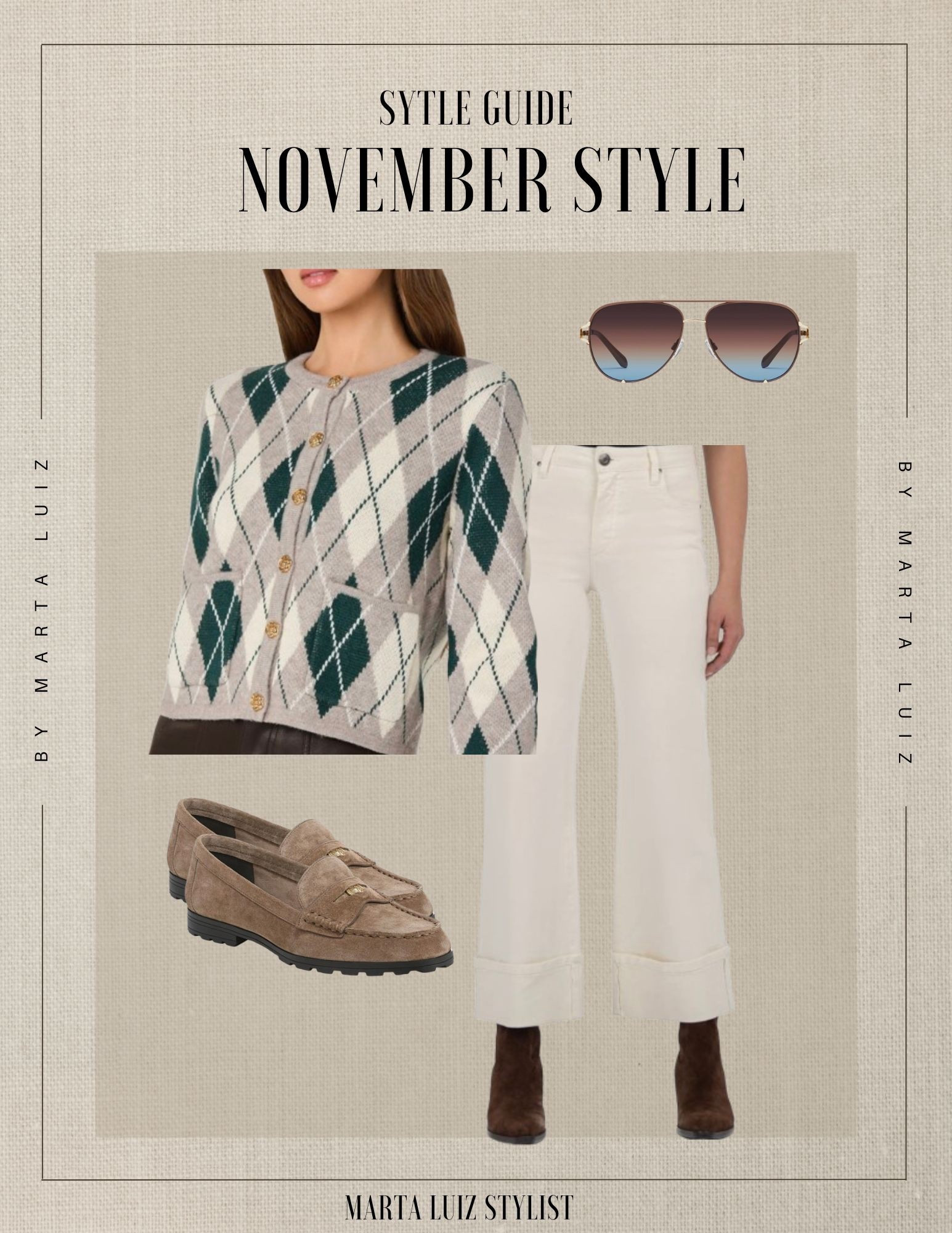 Elevated casual outfit for fall 
Argyle cardigan | fall trends 2025 